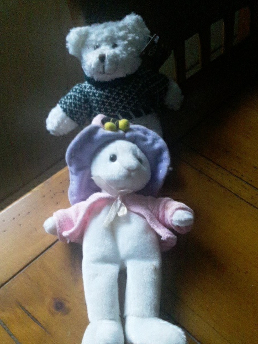 Plush White Bunny with Pink Jacket and Purple Hat - Kids Toy,white Bear